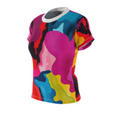 Abstract Color Splash Women's Tee — Vibrant All-Over Print