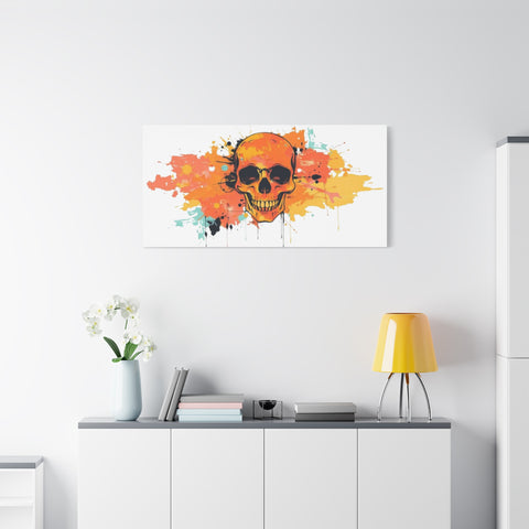 Skull Art Canvas Print – Vibrant Paint-Splash Skull Wall Decor