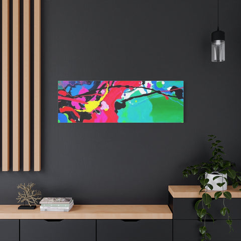 Abstract Neon Splash Matte Canvas Print — Vibrant Colorful Stretched Wall Art