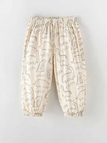 Children's Dinosaur Print Elastic Waist Pants