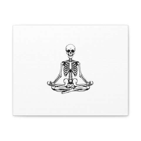 Yoga Skeleton Canvas Print — Meditating Skeleton Wall Art, Minimalist Gothic Home Decor