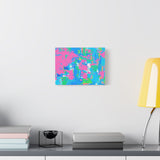 Neon Splash Abstract Canvas Print – Bright Pink & Aqua Modern Wall Art