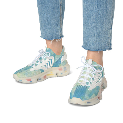 Women's Mesh Sneakers — Aqua Tie-Dye Breathable Athletic Shoes