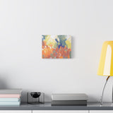 Abstract Colorful Brushstroke Matte Canvas Wall Art – Vibrant Orange & Green Stretched Print