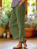 Full Size Side Button Decor Pants Plus Size