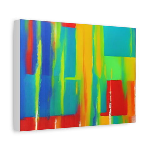 Abstract Rainbow Blocks Matte Canvas Print