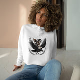 Angel Rider Crop Hoodie — Gothic Winged Angel Graphic Crop Sweatshirt