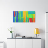 Abstract Rainbow Blocks Matte Canvas Print