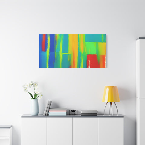 Abstract Rainbow Blocks Matte Canvas Print