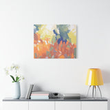 Abstract Colorful Brushstroke Matte Canvas Wall Art – Vibrant Orange & Green Stretched Print