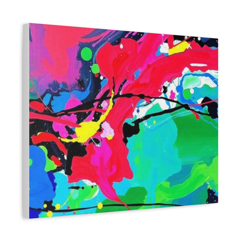 Abstract Neon Splash Matte Canvas Print — Vibrant Colorful Stretched Wall Art