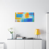 Abstract Color Field Matte Canvas Print — Vibrant Blue, Yellow & Red Stretched Wall Art
