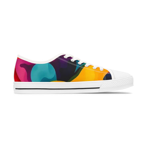 Colorful Abstract Women's Low Top Sneakers — Vibrant Gradient Canvas Shoes