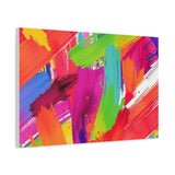 Abstract Rainbow Brushstrokes Matte Canvas Wall Art — Vibrant Stretched 1.25"