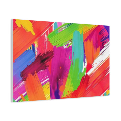 Abstract Rainbow Brushstrokes Matte Canvas Wall Art — Vibrant Stretched 1.25"