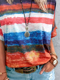 Contrast Round Neck Casual T-Shirt