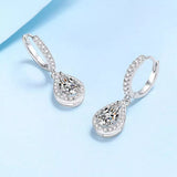 1 Carat 925 Sterling Silver Moissanite Hoop Teardrop Earrings