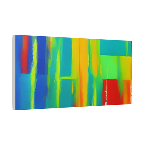 Abstract Rainbow Blocks Matte Canvas Print