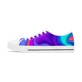 Women's Low Top Sneakers — Iridescent Purple Blue Swirl Casual Canvas Shoes