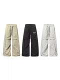 Men's Loose Fit Cargo Pants with Drawstring Waist and Adjustable Cuffs