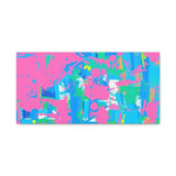 Neon Splash Abstract Canvas Print – Bright Pink & Aqua Modern Wall Art