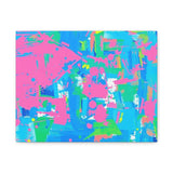 Neon Splash Abstract Canvas Print – Bright Pink & Aqua Modern Wall Art