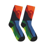 Colorful Abstract Flame Mid-Length Socks – Vibrant Rainbow Art Crew Socks