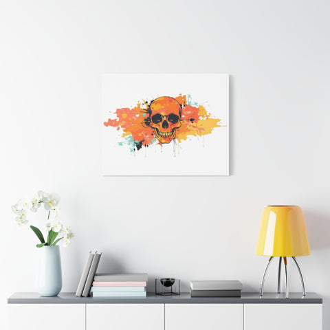 Skull Art Canvas Print – Vibrant Paint-Splash Skull Wall Decor