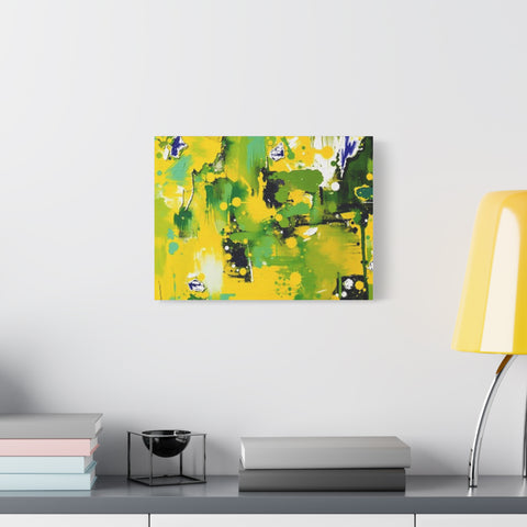 Abstract Green & Yellow Matte Canvas Print – Vibrant Modern Wall Art