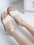 Pearl Embellished Flat Sandals