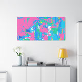 Neon Splash Abstract Canvas Print – Bright Pink & Aqua Modern Wall Art
