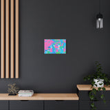 Neon Splash Abstract Canvas Print – Bright Pink & Aqua Modern Wall Art