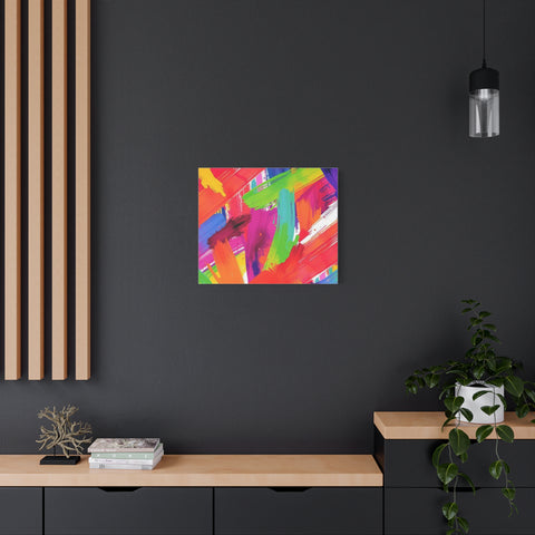 Abstract Rainbow Brushstrokes Matte Canvas Wall Art — Vibrant Stretched 1.25"