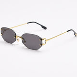 Rimless Oval Sunglasses with Gold Frame