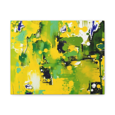 Abstract Green & Yellow Matte Canvas Print – Vibrant Modern Wall Art