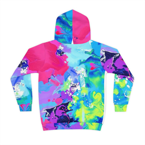 Kids' Neon Splash Hoodie – Colorful Abstract All-Over Print