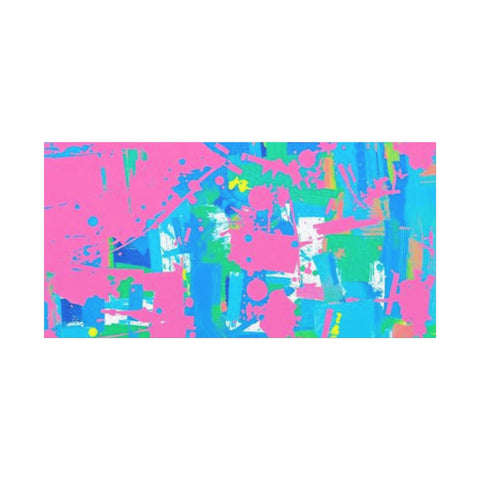 Neon Splash Abstract Canvas Print – Bright Pink & Aqua Modern Wall Art