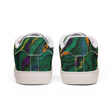 Low-Top Sneakers — Green Marble Swirl Leather Design