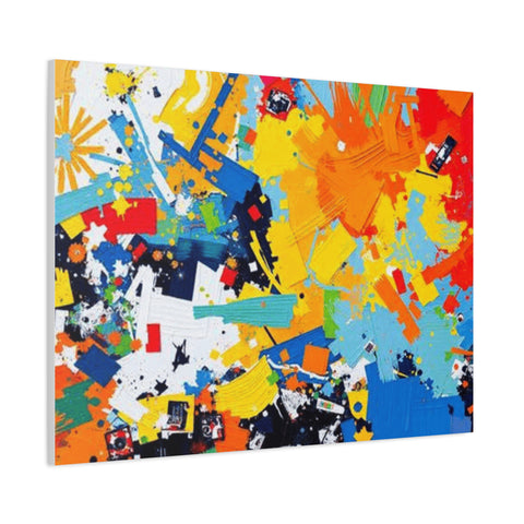 Abstract Splash Colorful Matte Canvas Wall Art – Vibrant Modern Stretched Print