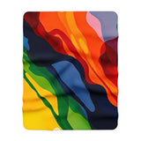 Abstract Rainbow Waves Sherpa Blanket