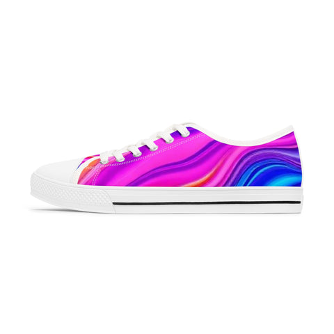 Colorwave Women's Low Top Sneakers — Vibrant Pink & Blue Abstract Print