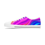 Colorwave Women's Low Top Sneakers — Vibrant Pink & Blue Abstract Print