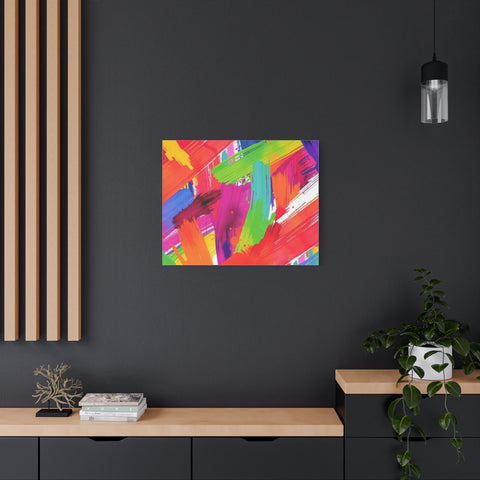 Abstract Rainbow Brushstrokes Matte Canvas Wall Art — Vibrant Stretched 1.25"