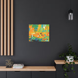Abstract Orange & Green Canvas Art — Vibrant Modern Wall Decor