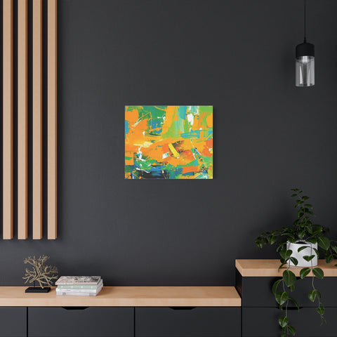 Abstract Orange & Green Canvas Art — Vibrant Modern Wall Decor