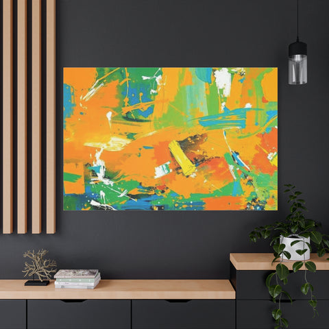 Abstract Orange & Green Canvas Art — Vibrant Modern Wall Decor