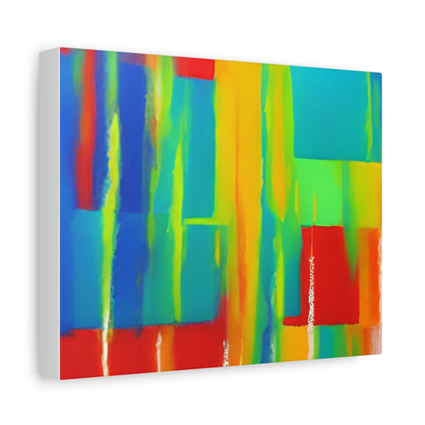 Abstract Rainbow Blocks Matte Canvas Print