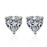2 Carat 925 Sterling Silver Moissanite Heart Earrings