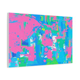Neon Splash Abstract Canvas Print – Bright Pink & Aqua Modern Wall Art