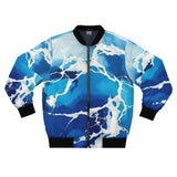 Blue Ocean Wave Bomber Jacket